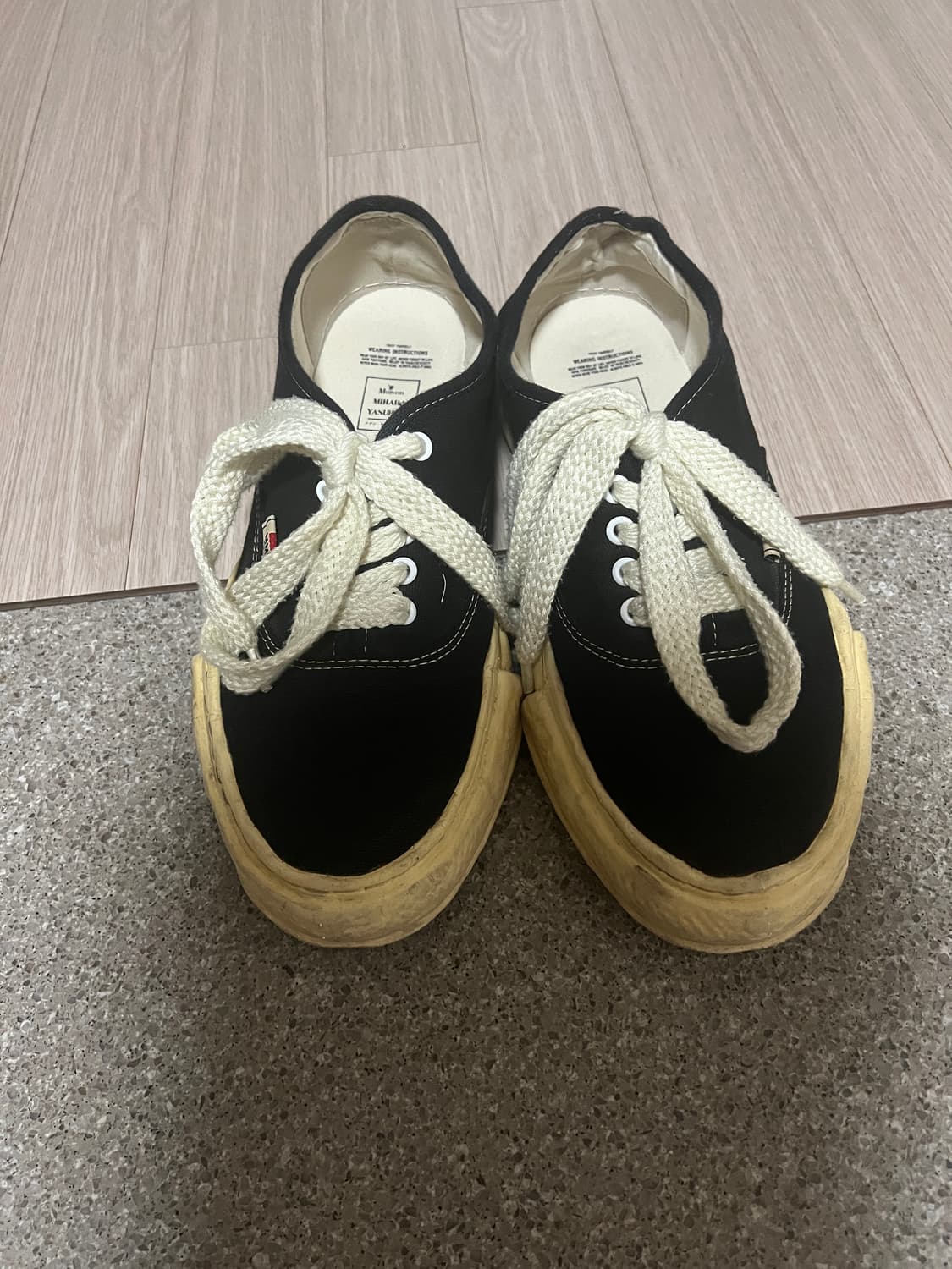 메종 미하라 야스히로 베이커 VL OG 솔 캔버스 로우탑 스니커즈 블랙 상품이미지2
