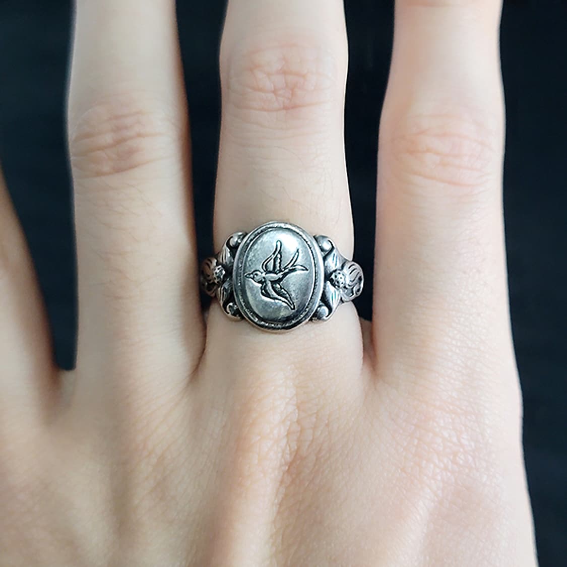 Sylfara 백동 남자 엔틱 빈티지 명품 꽃 제비 새 반지 상품이미지7