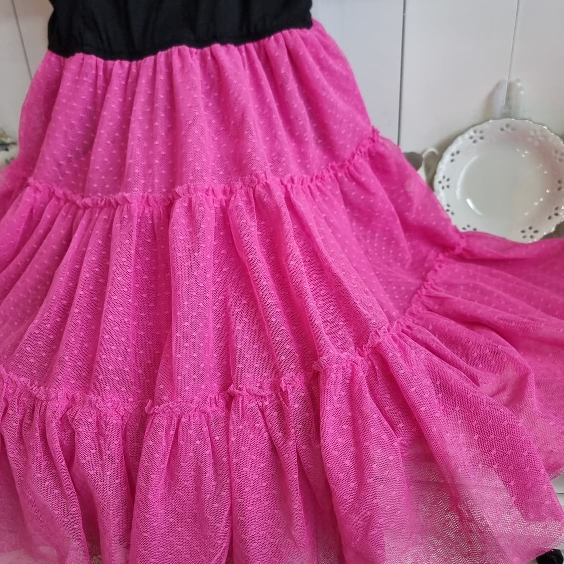 블랙 핑크 캉캉 미니 원피스 상품이미지2