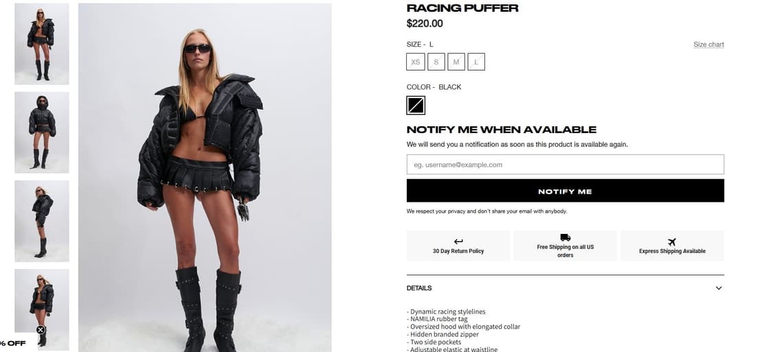 Namilia 나밀리아 racing puffer 상품이미지7