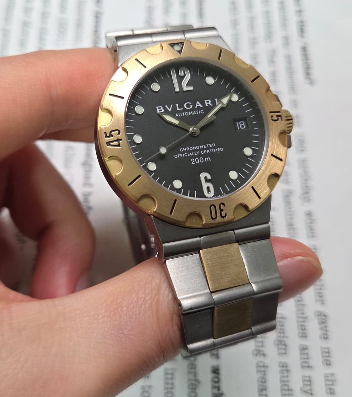 불가리 디아고노 스쿠버 SD38SG 18k 콤비 38mm 오토매틱 브레이 상품이미지5