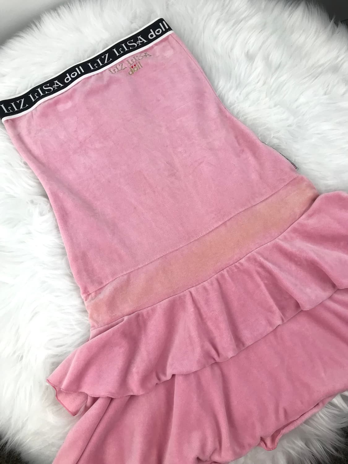 리즈리사 튜브탑 벨벳 딸기우유 원피스 y2k 오네히메갸루 연핑크 대대장급 상품이미지5