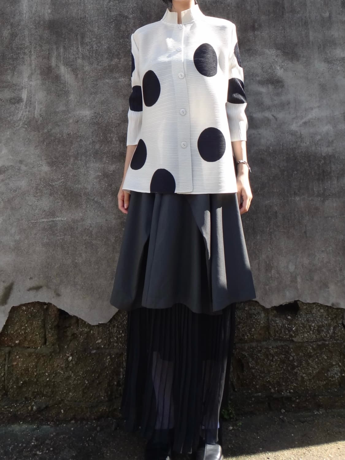 Dot pleats cardigan / ivory 상품이미지7