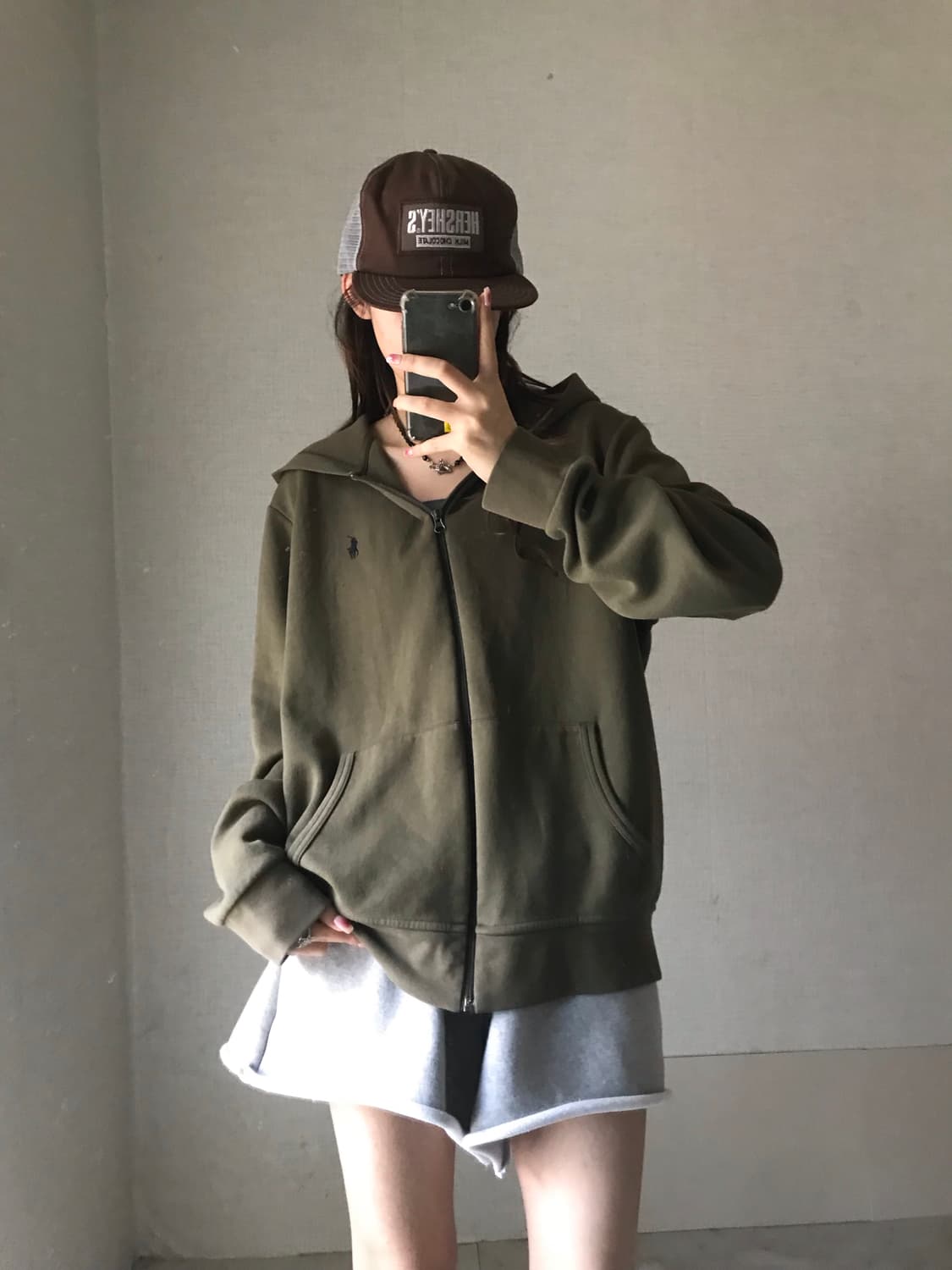폴로 카키 후드집업 상품이미지3