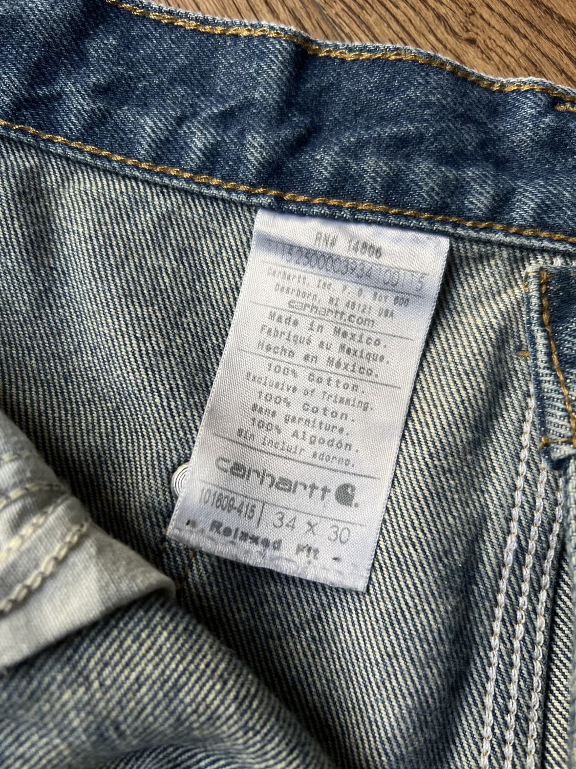 [34]칼하트 USA 빈티지 페이딩 더블니 워크 데님 팬츠 상품이미지4