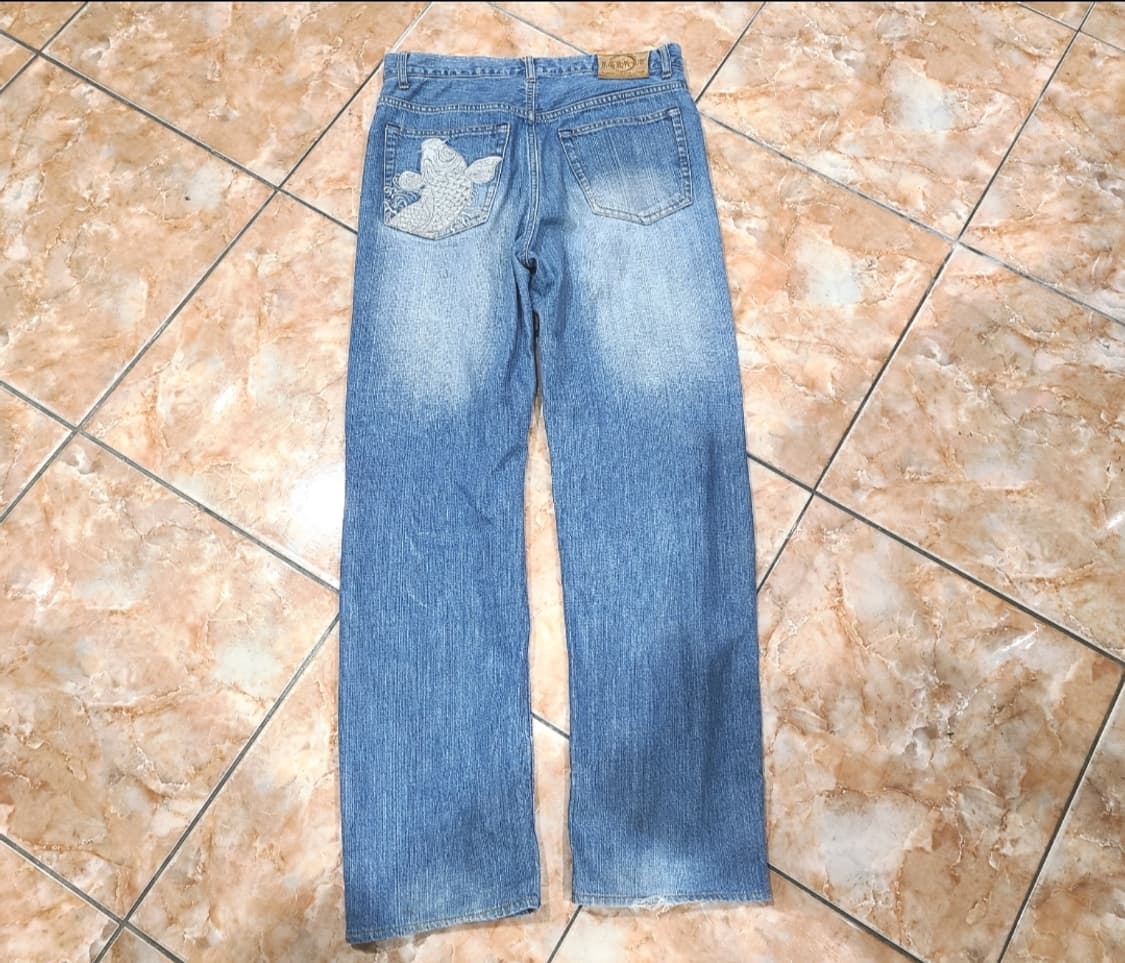 카라쿠리 사이드라인 자수 데님팬츠 상품이미지5
