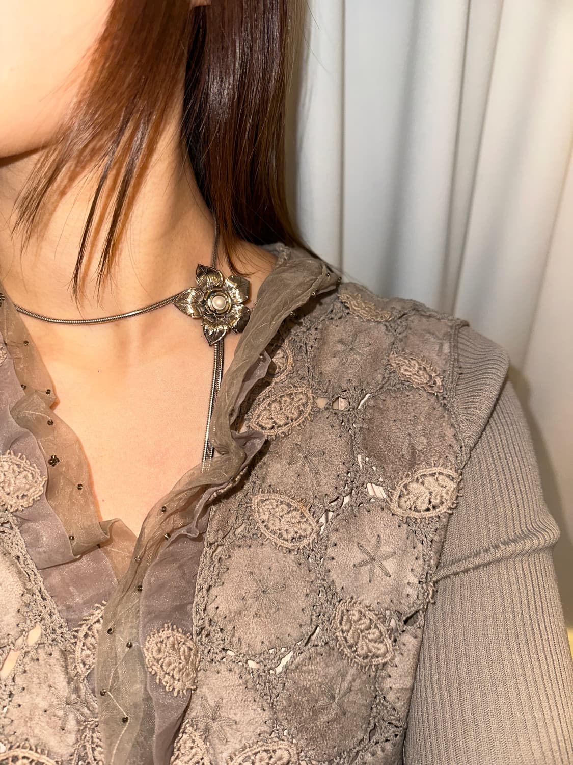 Vintage pearl bolo tie🫧 상품이미지1