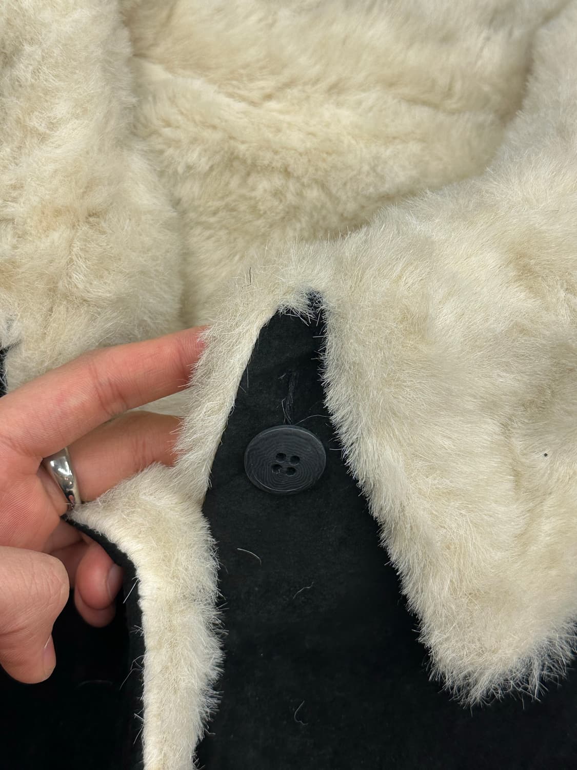 OS)Japanese vintage 여성 블랙 퍼 무스탕 자켓 상품이미지2