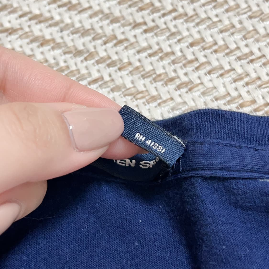 [정품] 폴로 네이비단가라 / 핑크포니 브이넥 긴팔티 [ M ] 상품이미지4