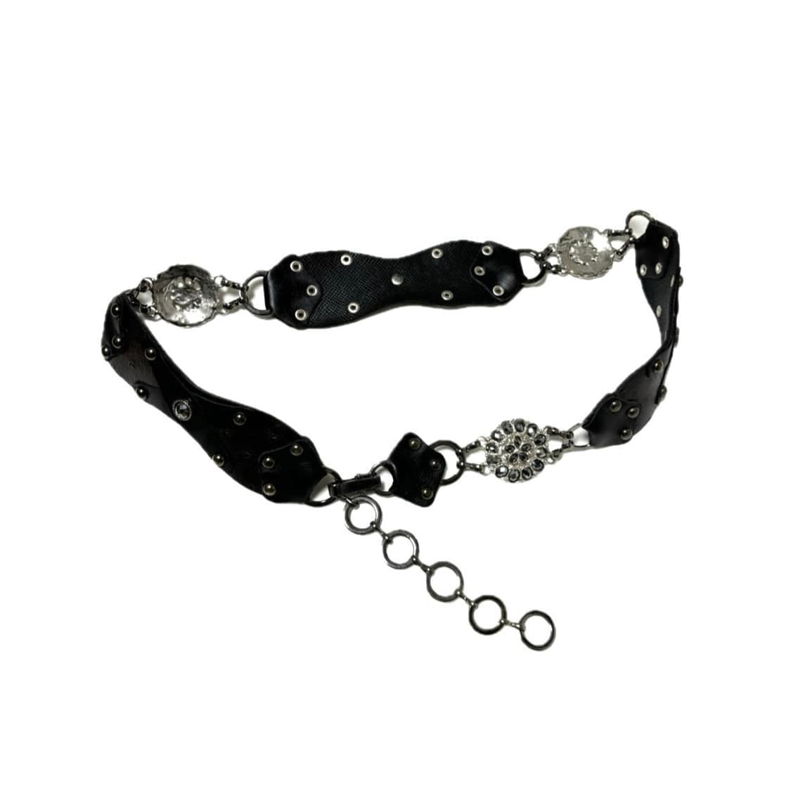 빈티지 갸루 가죽 큐빅 체인벨트 상품이미지1