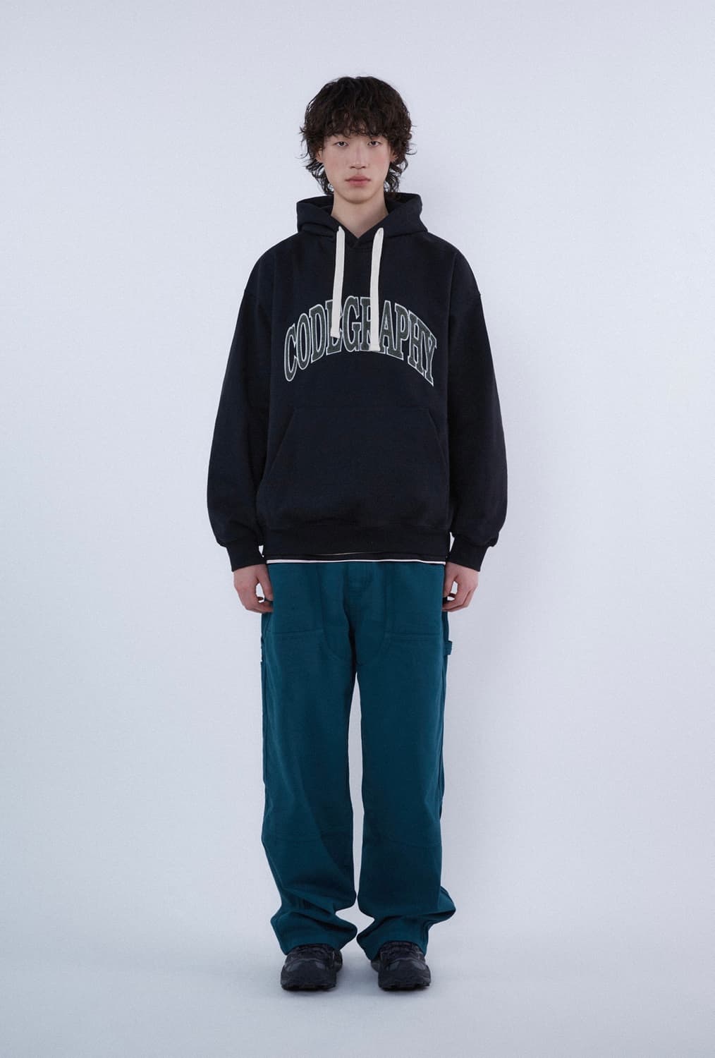 코드그라피 CGP 아치 로고 부클 후디 후드 블랙 L 상품이미지3