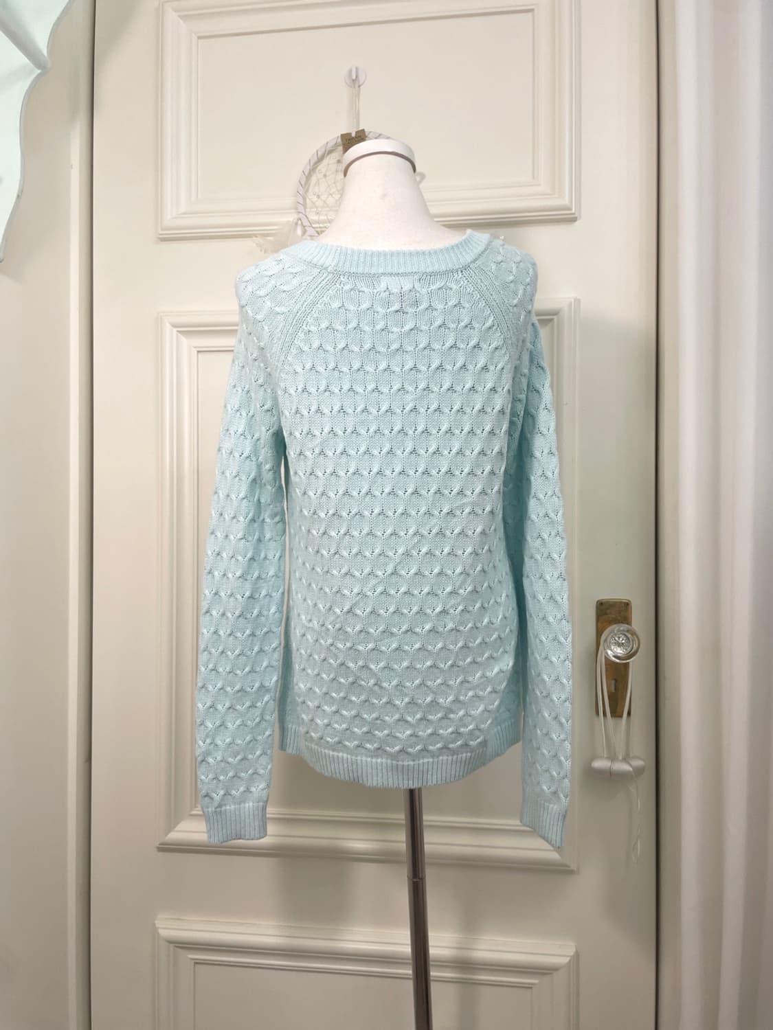 mint crochet point reglan cotton sweater 상품이미지3