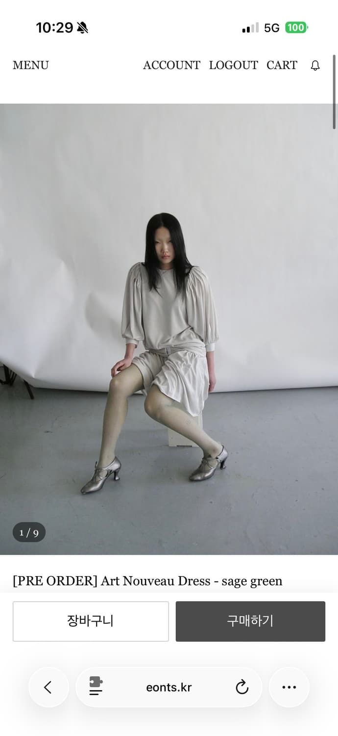 애옹스 Art Nouveau Dress - sage green 상품이미지1