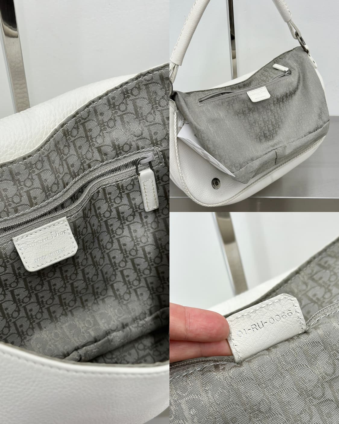 디올 00s 화이트 가우초 탑 핸들백  상품이미지7