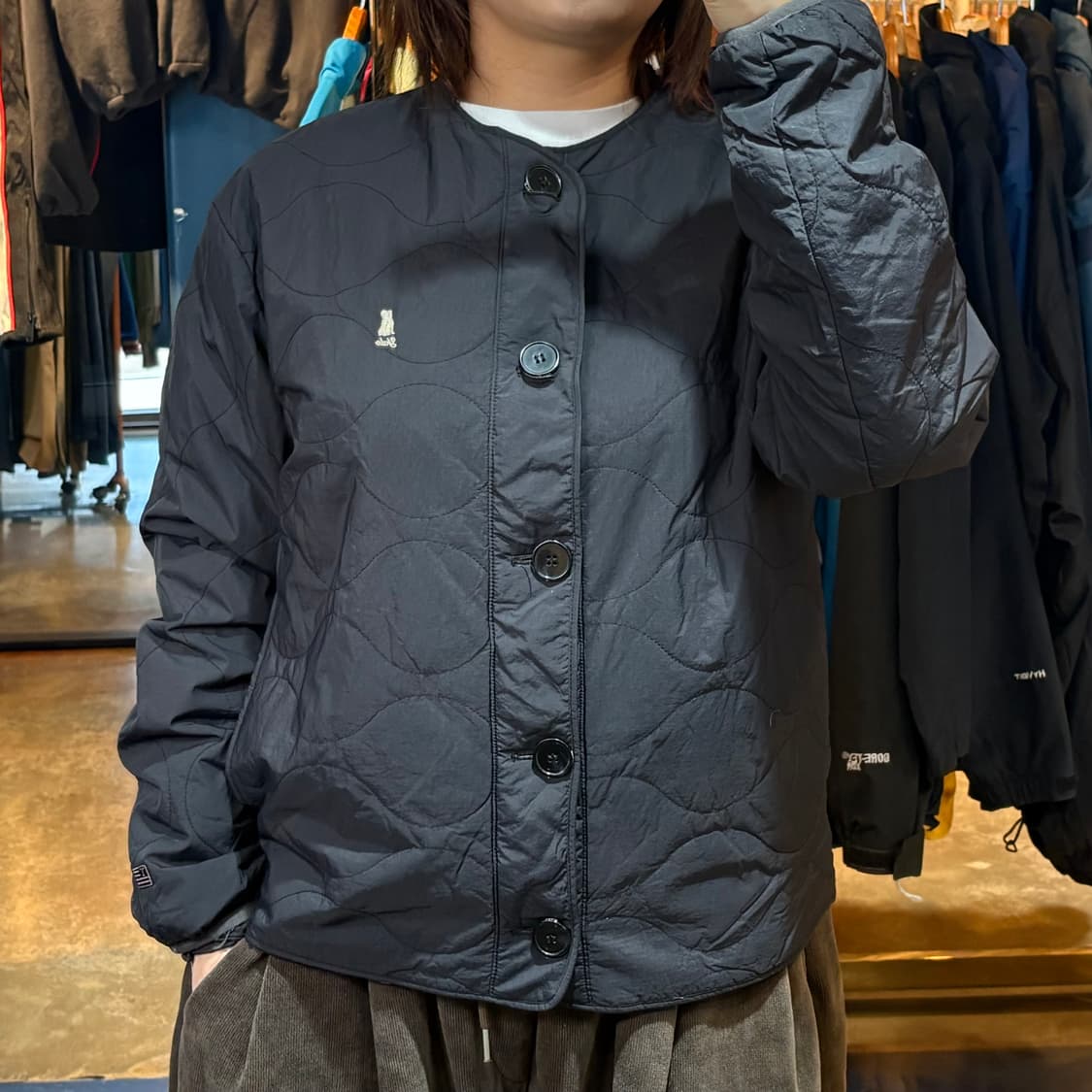 예일 블랙 퀼팅 자켓 상품이미지1