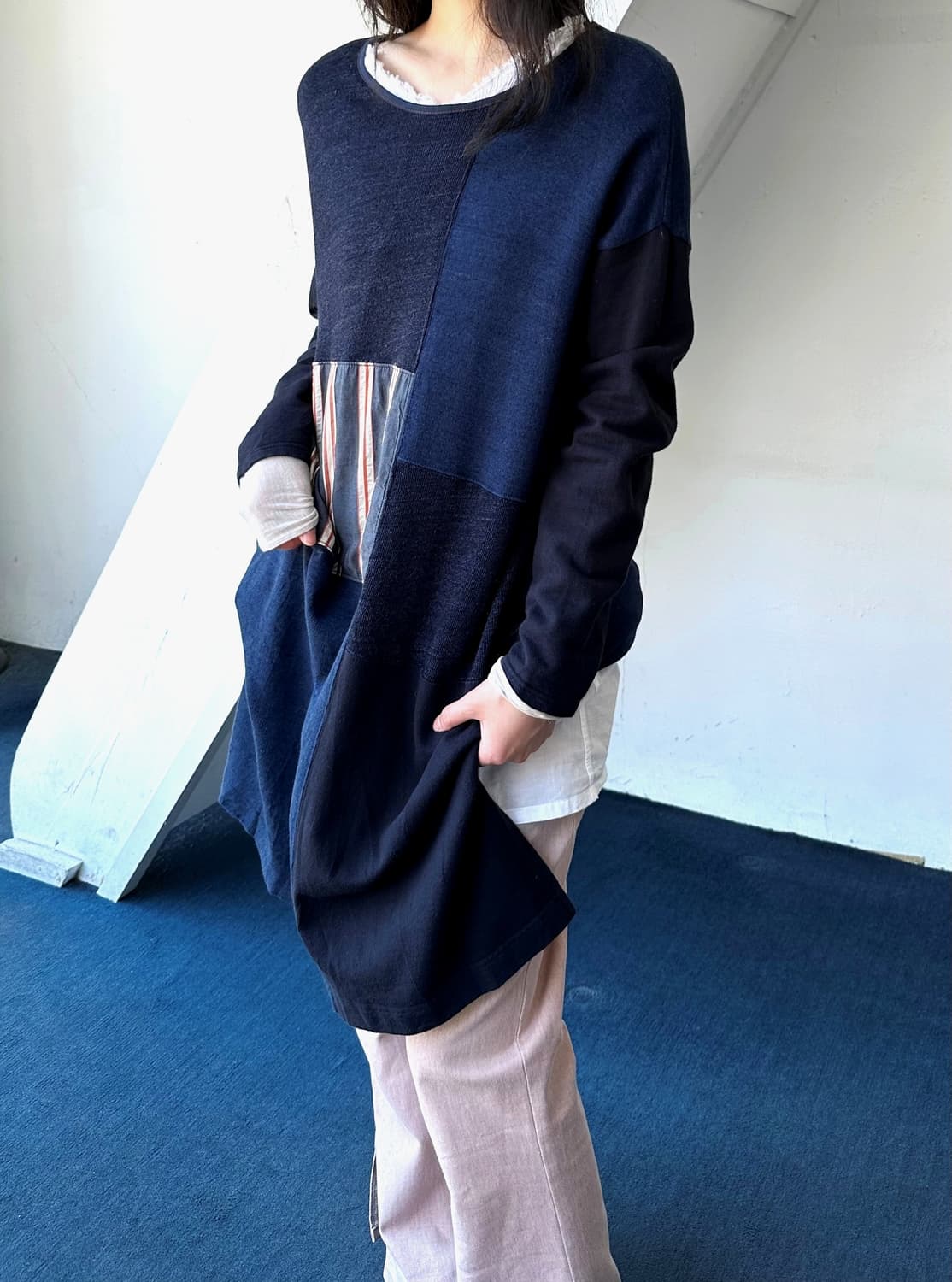 Rework design panel cotton sweat dress t 상품이미지2