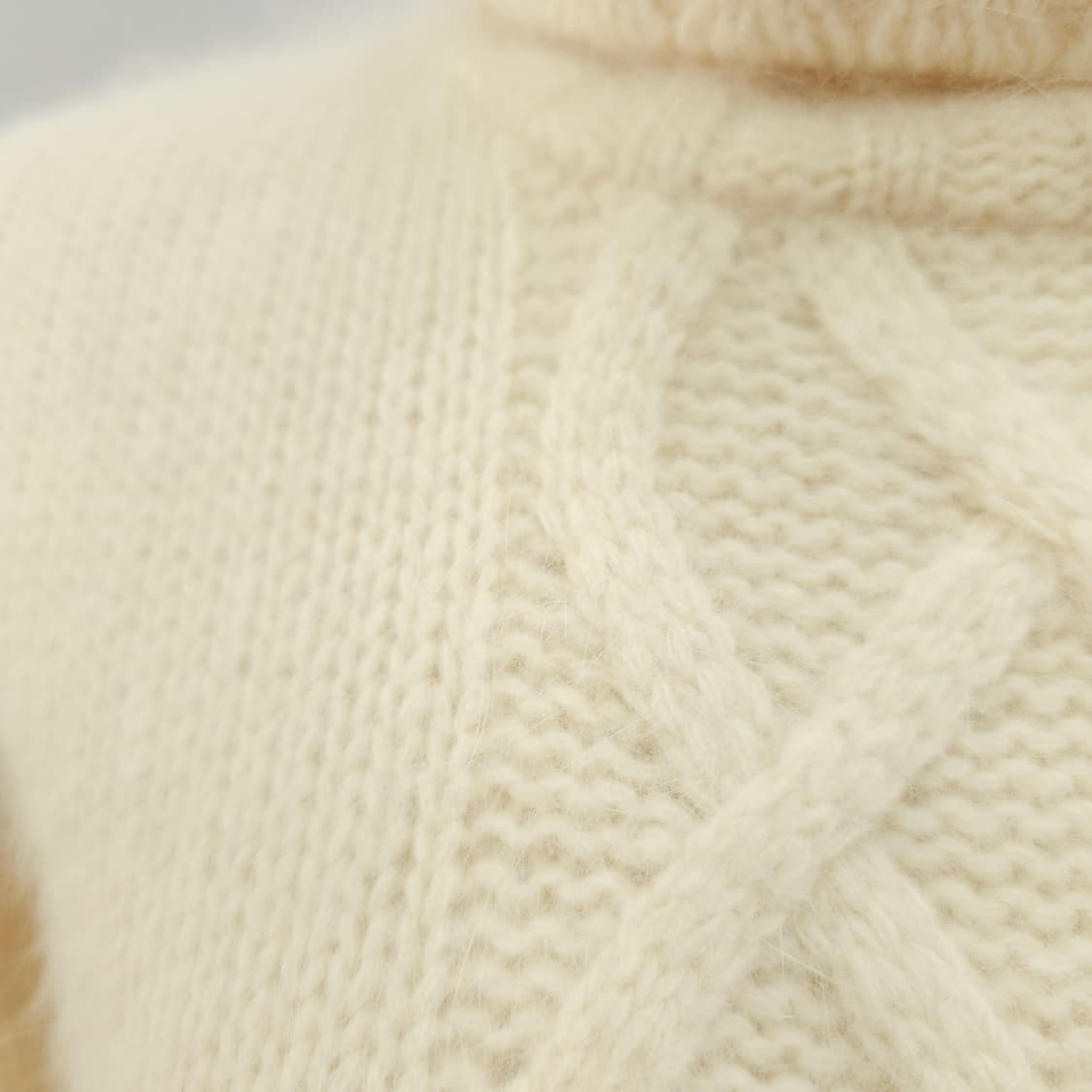 아이보리 울혼방 꽈배기 폴라넥 니트 미니원피스 상품이미지8