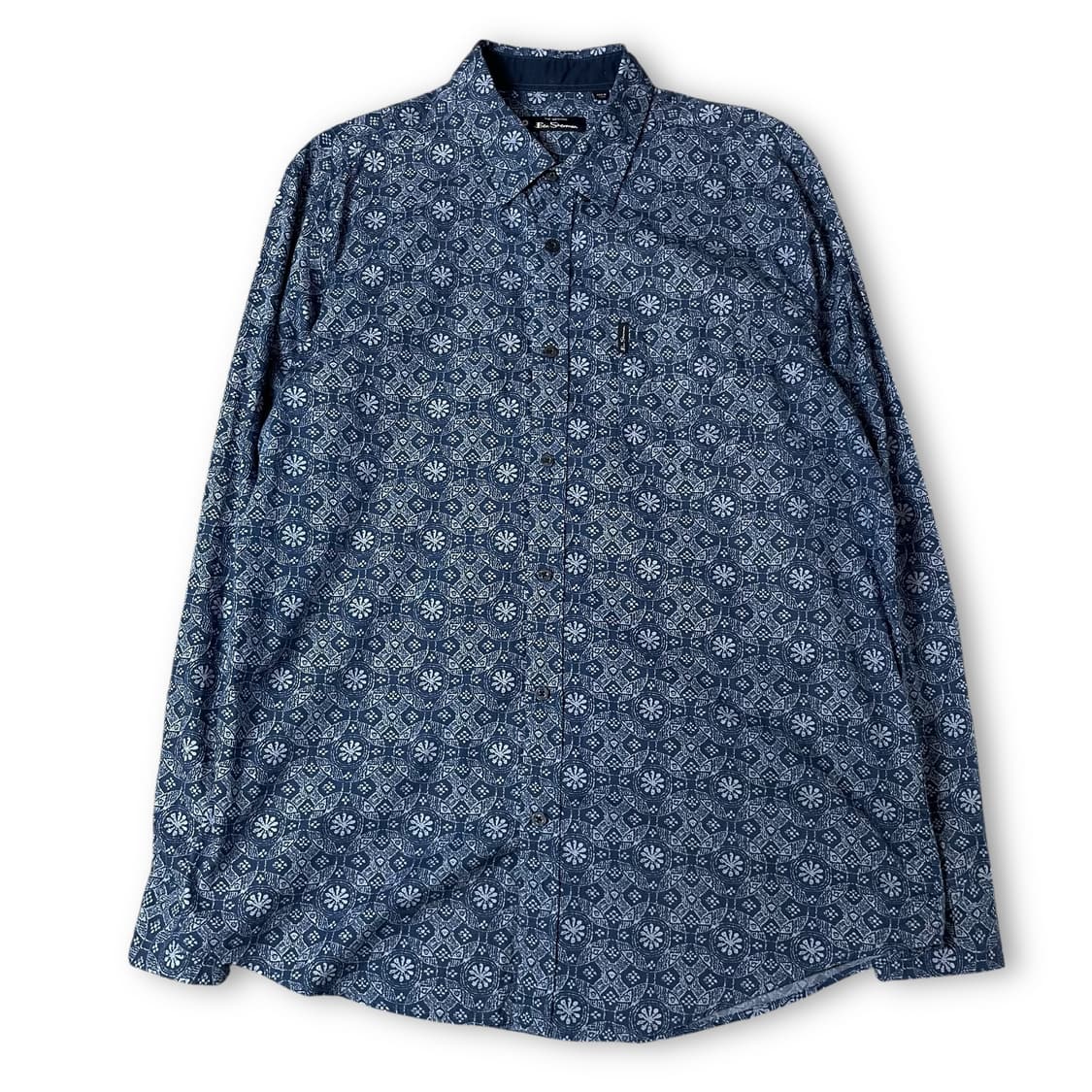 벤셔먼 블루 페이즐리 패턴 원포켓 긴팔 셔츠 XXL 상품이미지1