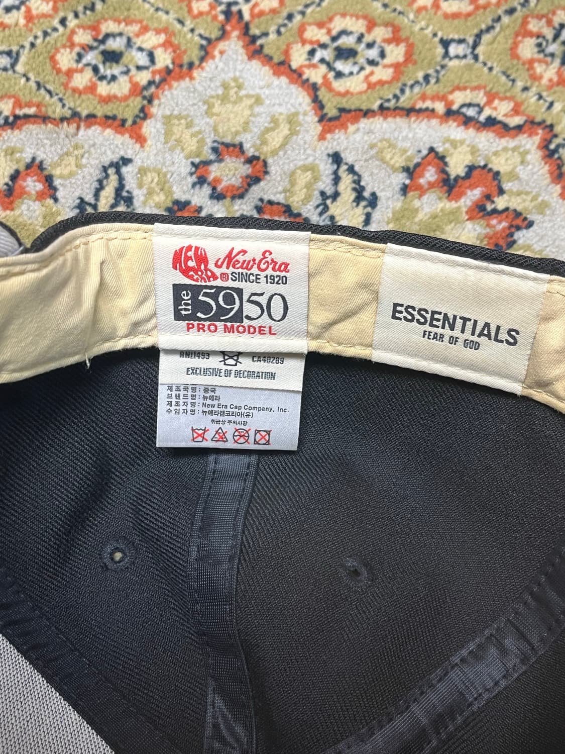 [7 1/2] 피어오브갓 x 뉴에라 59FIFTY 에센셜 사이즈캡 블랙 상품이미지5