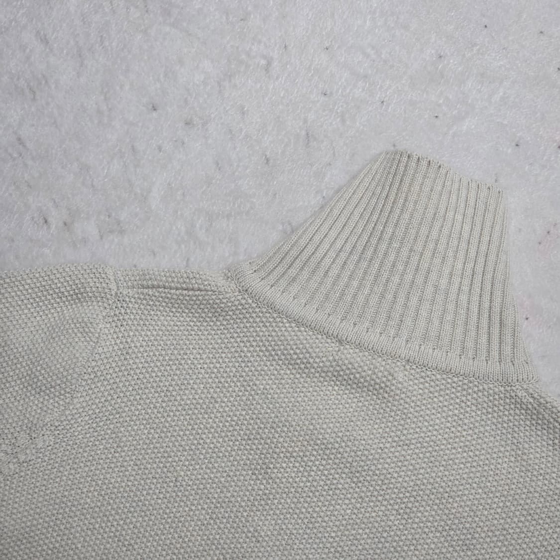 오트밀 하이넥 크롭 투웨이 니트집업 상품이미지5