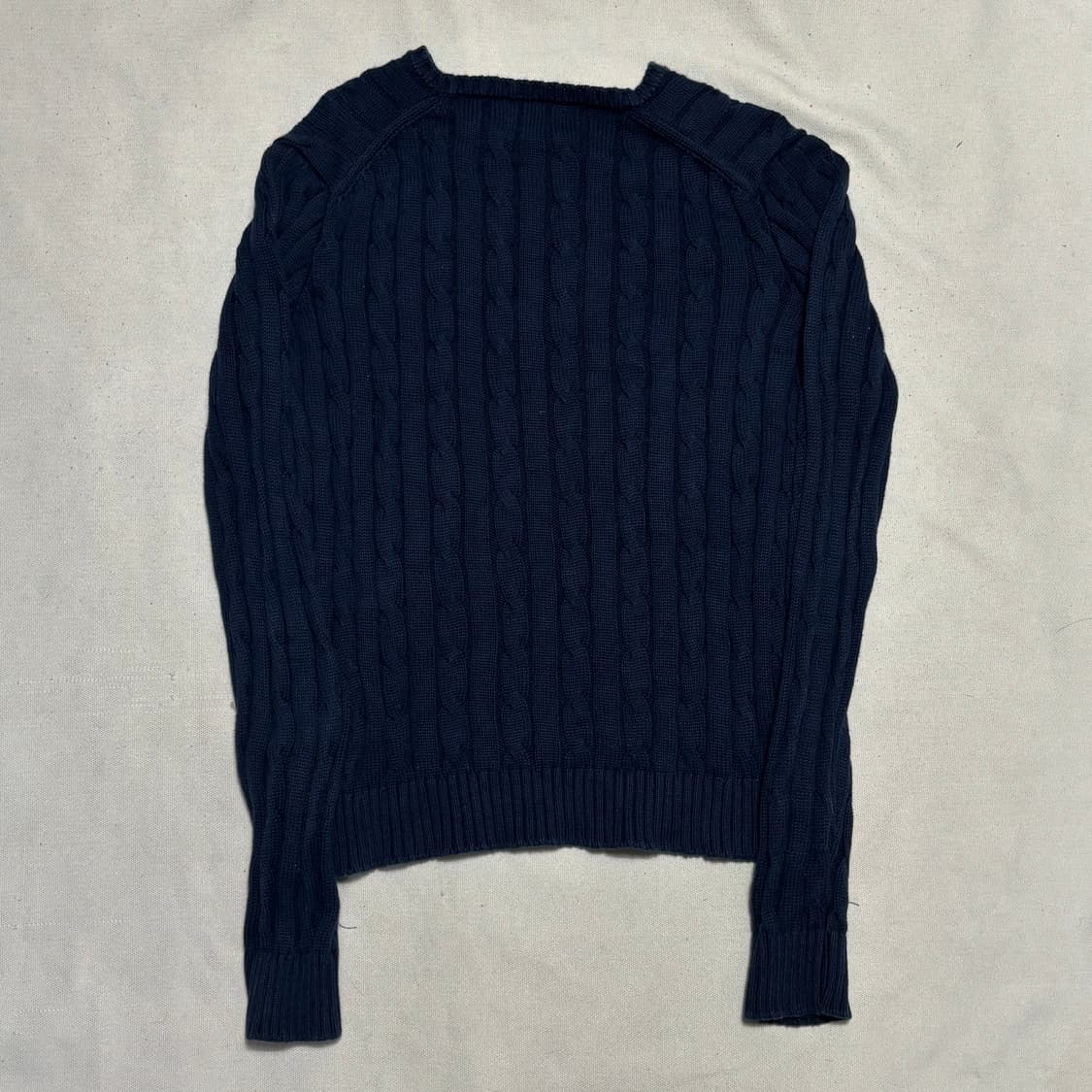 S 폴로랄프로렌 화이트 포니 여성용 네이비 케이블 니트  상품이미지3