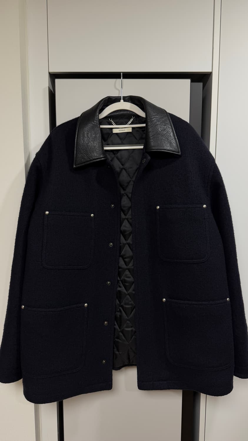 문선 Studed Wool Half Coat Navy 상품이미지2