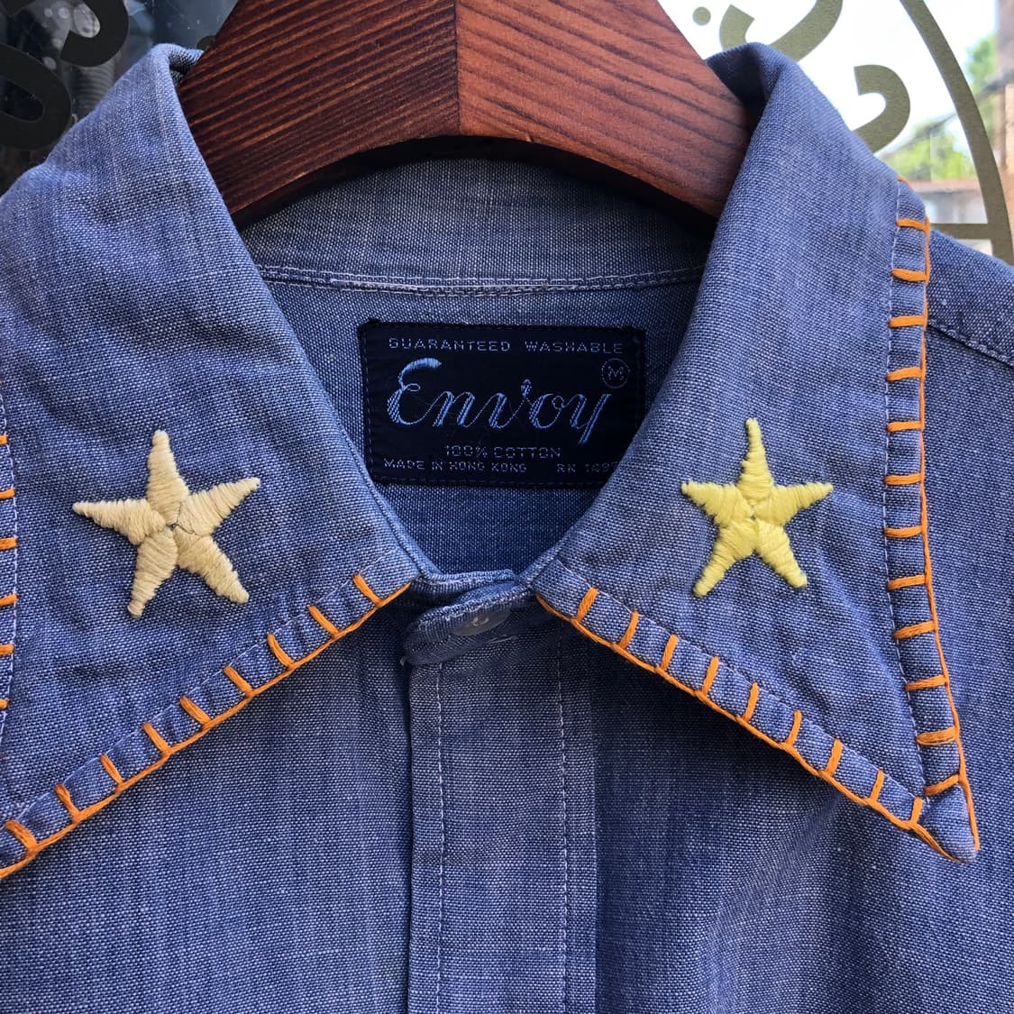70s/80s vintage chambray shirt-L 상품이미지5