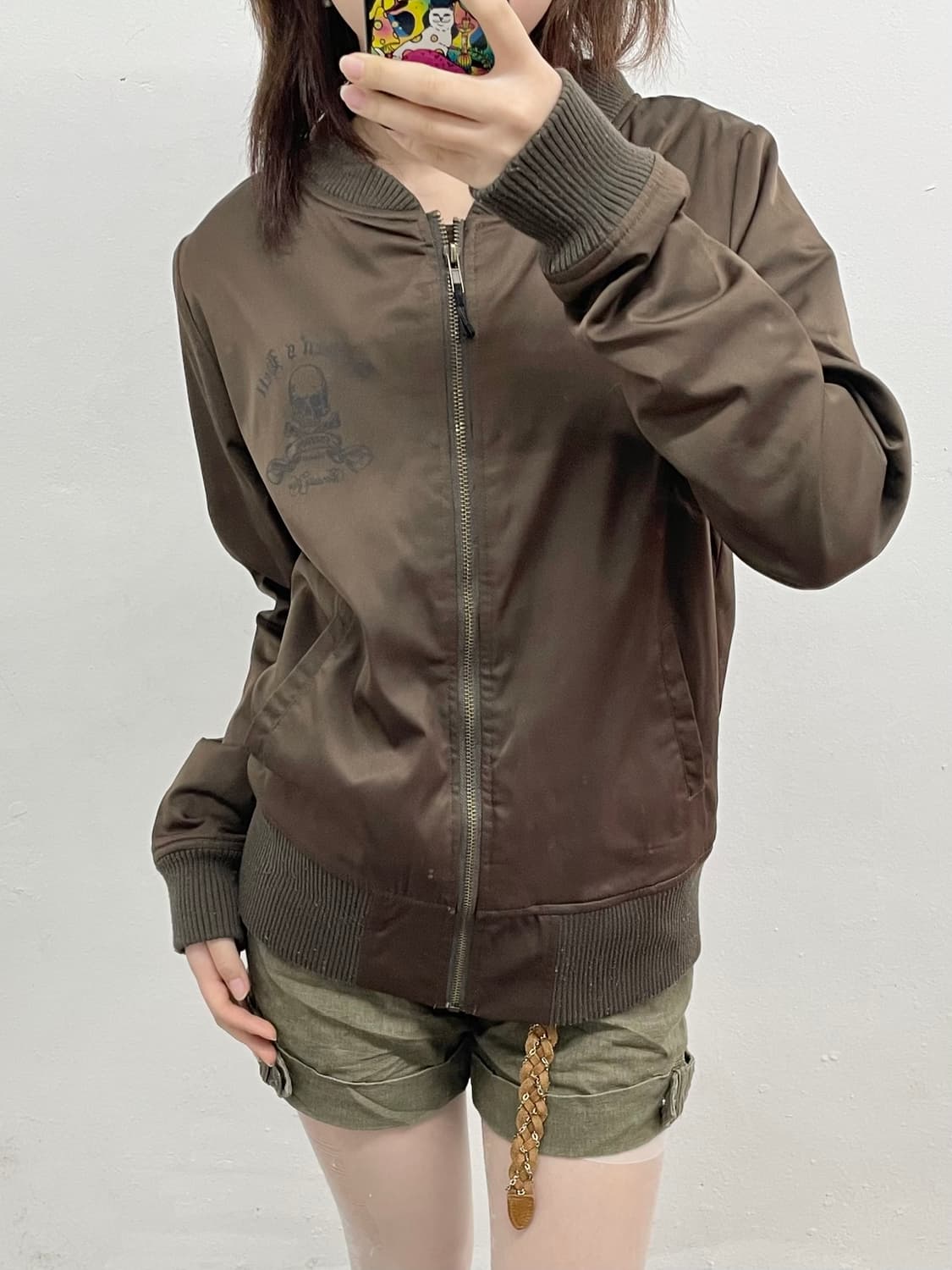 브라운 펑크 스컬 블루종 자켓 상품이미지3