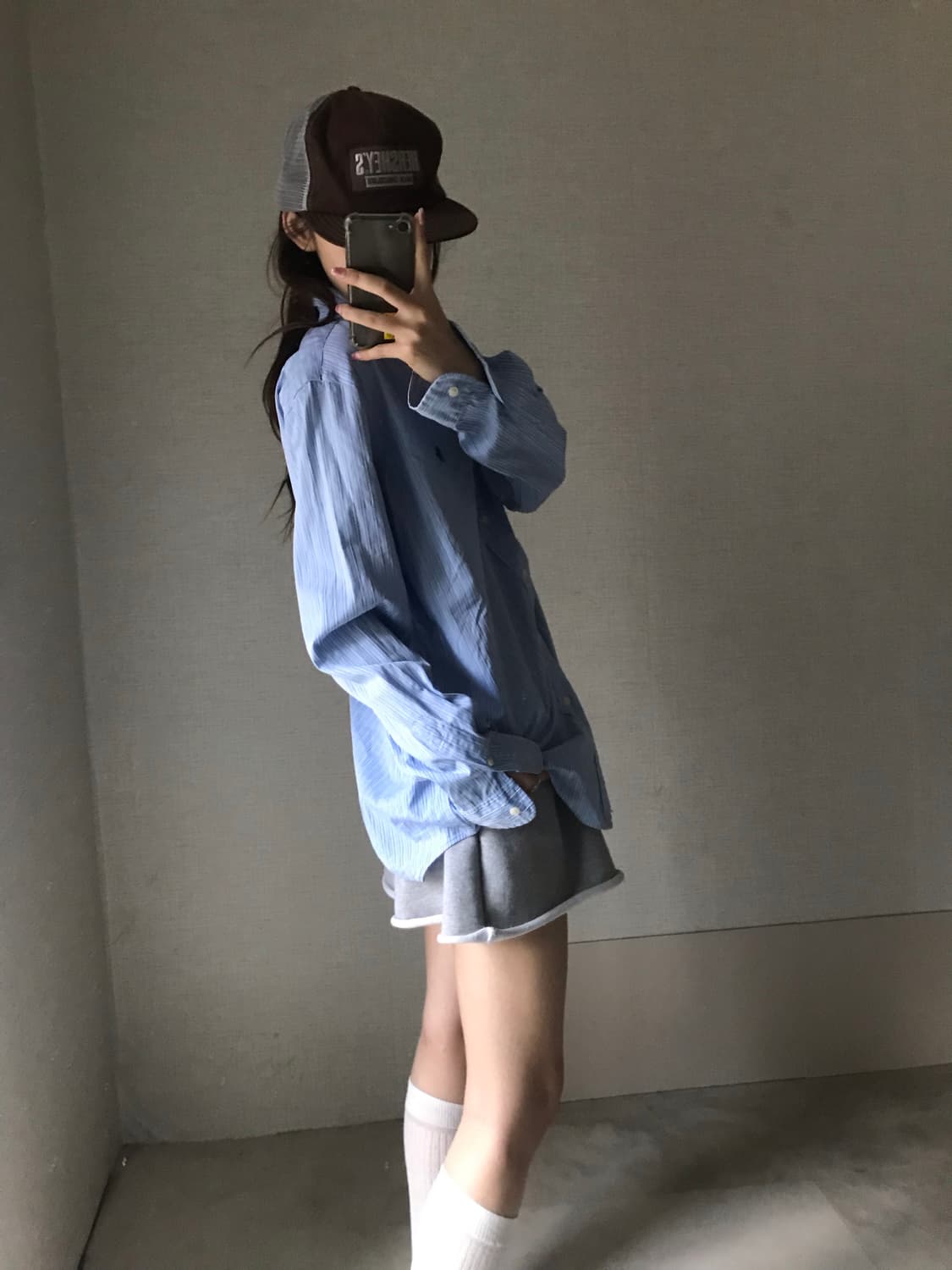 폴로 연하늘 긱시크 셔츠 상품이미지2