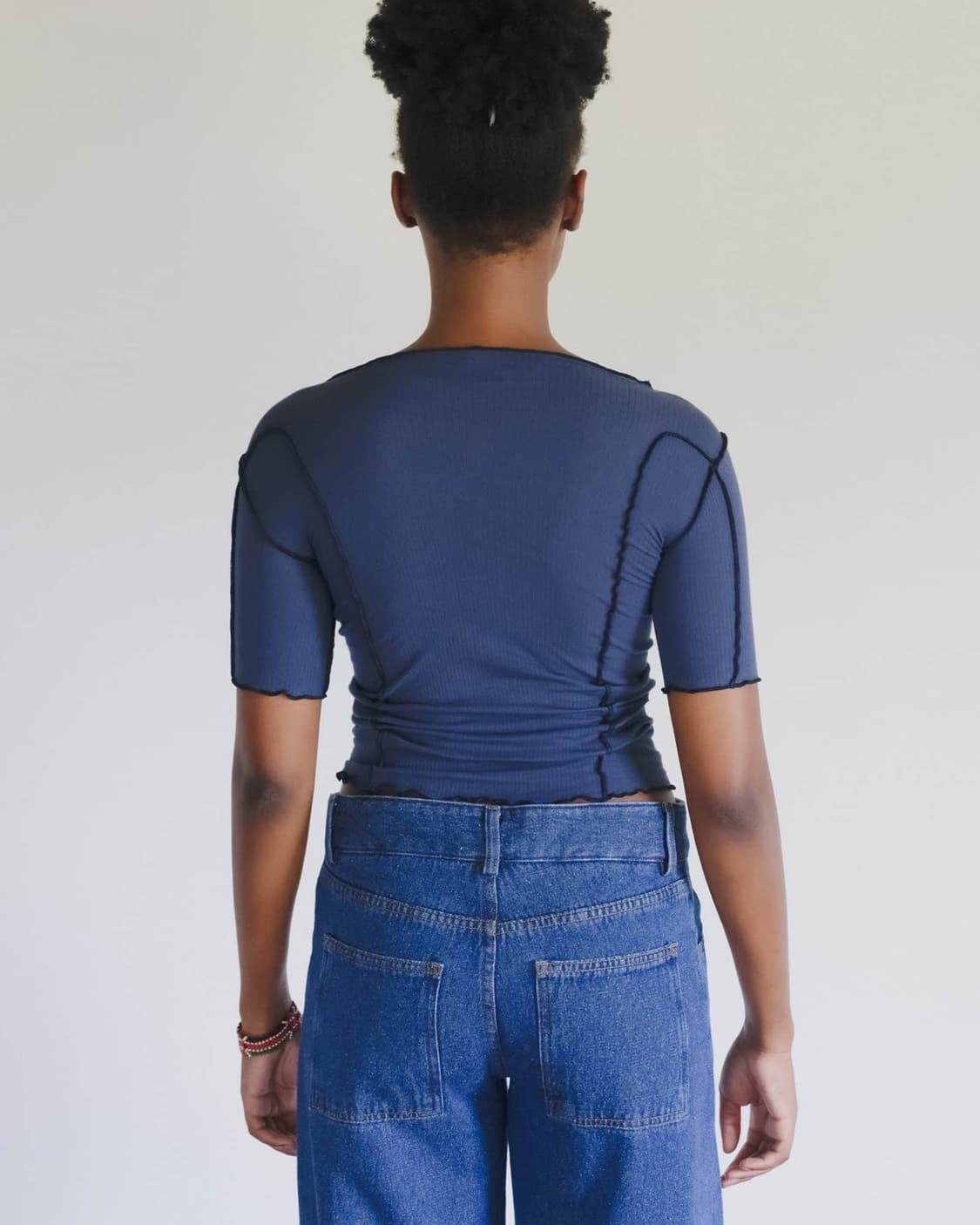 [XS,S,M]베이스레인지 Omato 3/4 탑/블루 상품이미지3