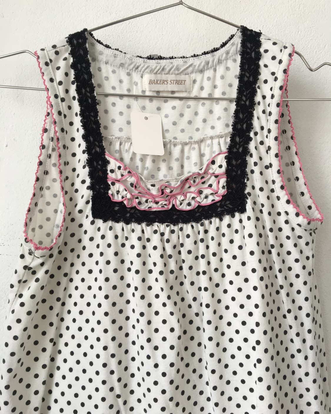 Dot pattern frill sleeveless 상품이미지5