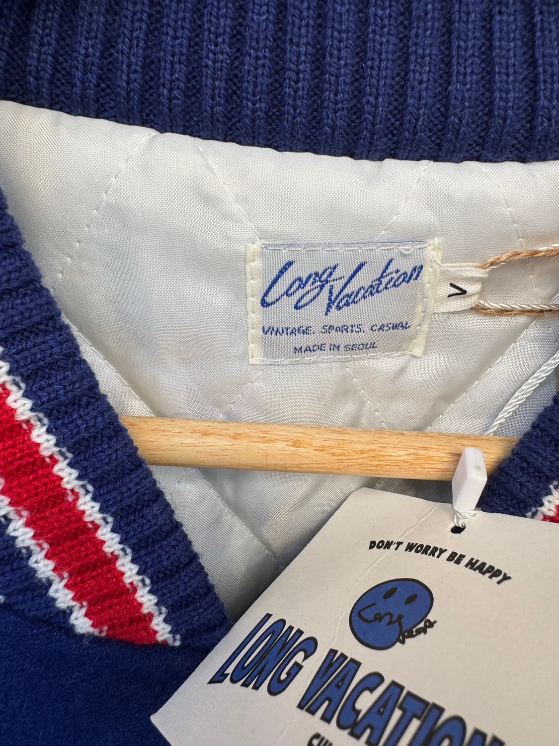 롱바케 롱베케이션 블루 바시티 야구 점퍼 울 자켓 새상품 XL 상품이미지10