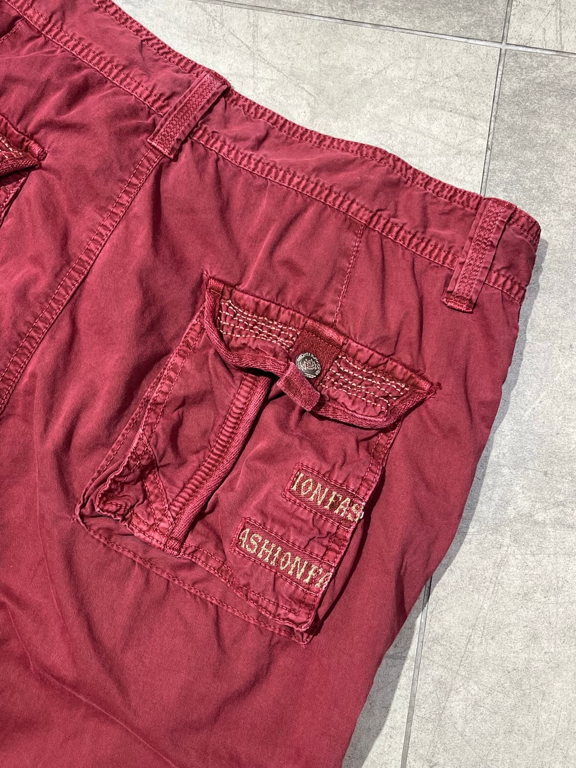 일본 빈티지 락펑크 버건디 카고 숏팬츠 반바지 상품이미지10