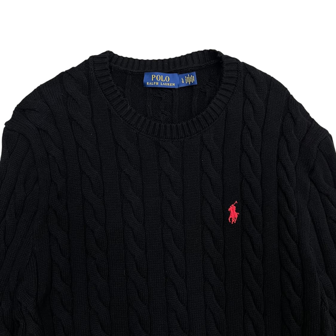 폴로 랄프로렌 레드포니 블랙 꽈배기 니트 L 상품이미지4