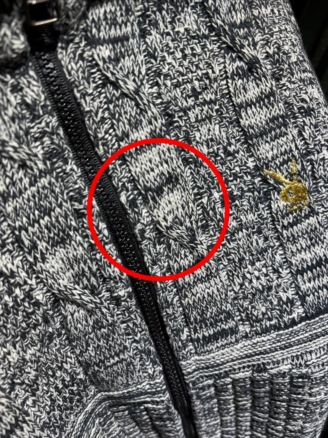 XL PLAY BOY 플레이보이 골드레빗 믹스 니트 집업 상품이미지9