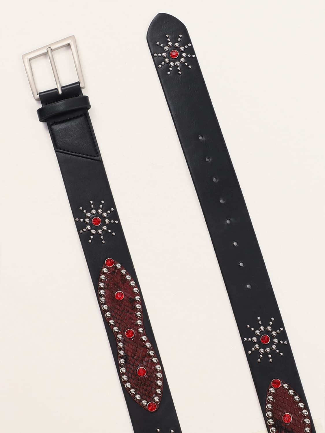 Vintage Red Stud Leather Belt 상품이미지1