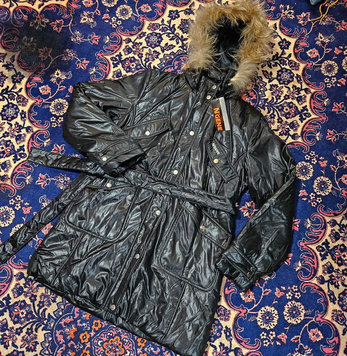 (새상품) 엔진(N'GENE) 00's 글로시 퍼 벨티드 유광 패딩점퍼  상품이미지1