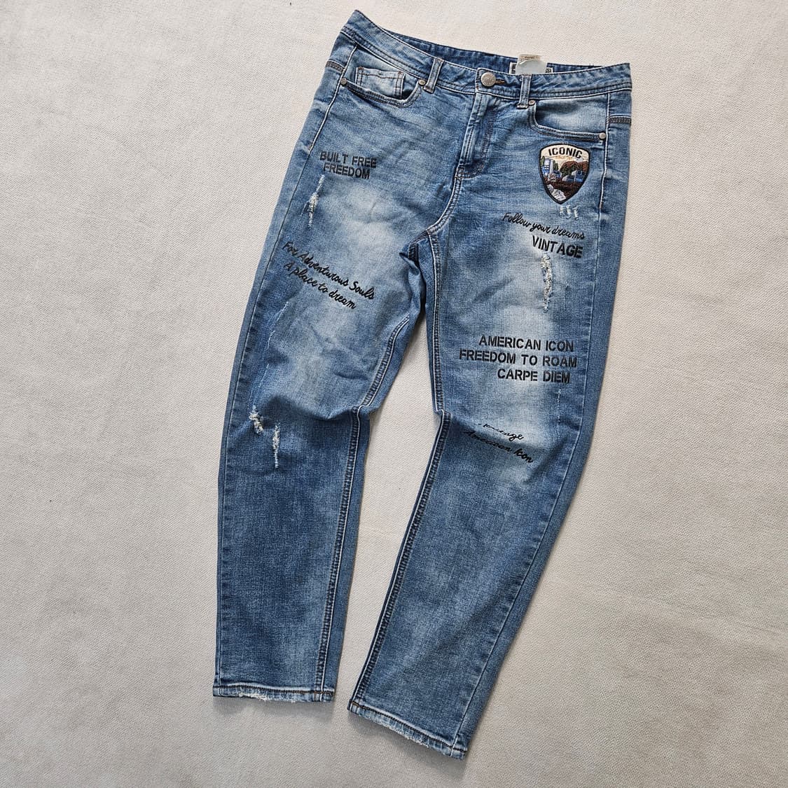 28 지프 여성 자수 레터링 데님 팬츠 0408Y 상품이미지1