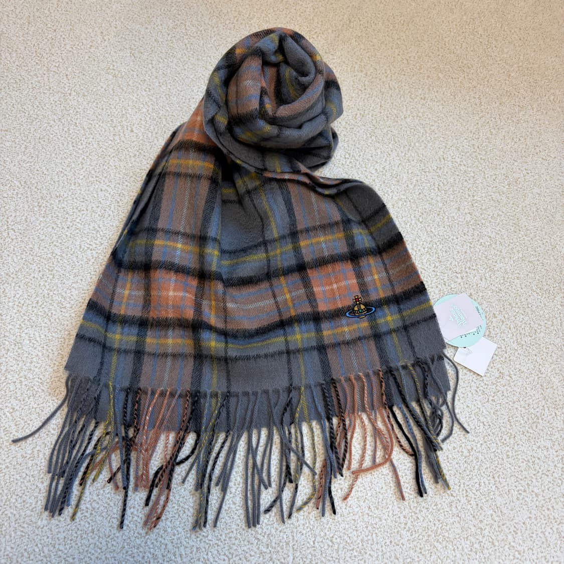 비비안웨스트우드 캐시미어 체크 머플러 새상품 상품이미지9