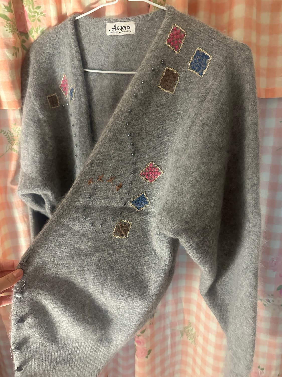 빈티지 패치 진주 디테일 가디건 상품이미지2