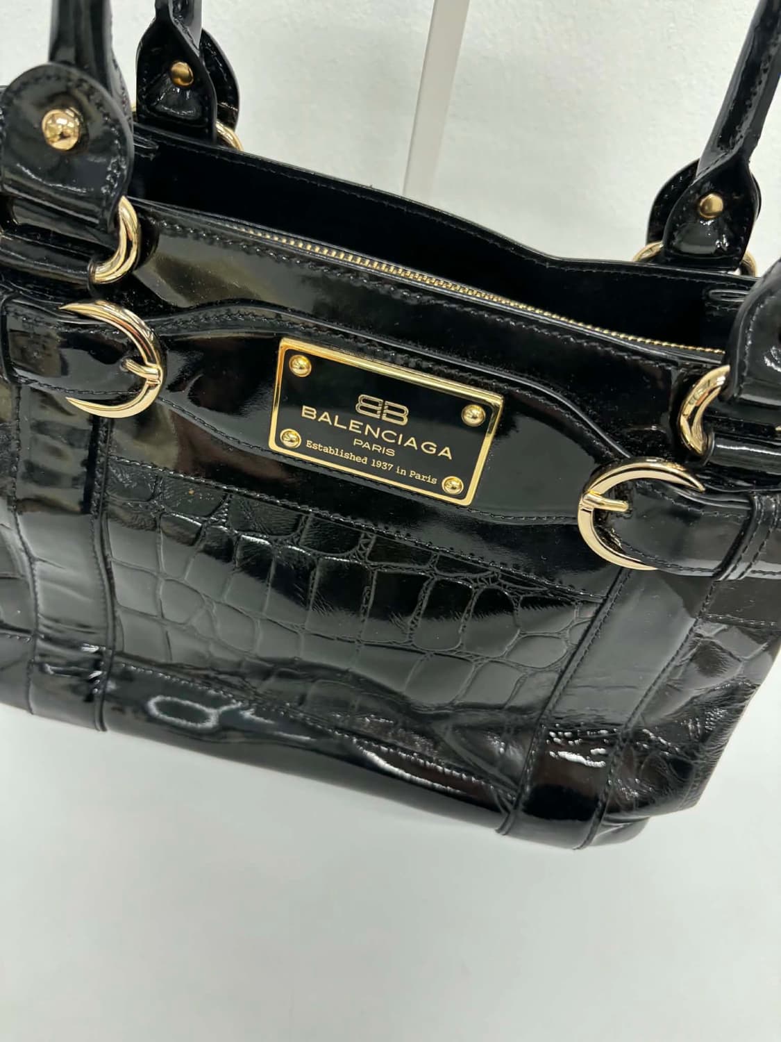 발렌시아가 블랙 BB 크로커다일 엠보 숄더백 토트백 상품이미지8