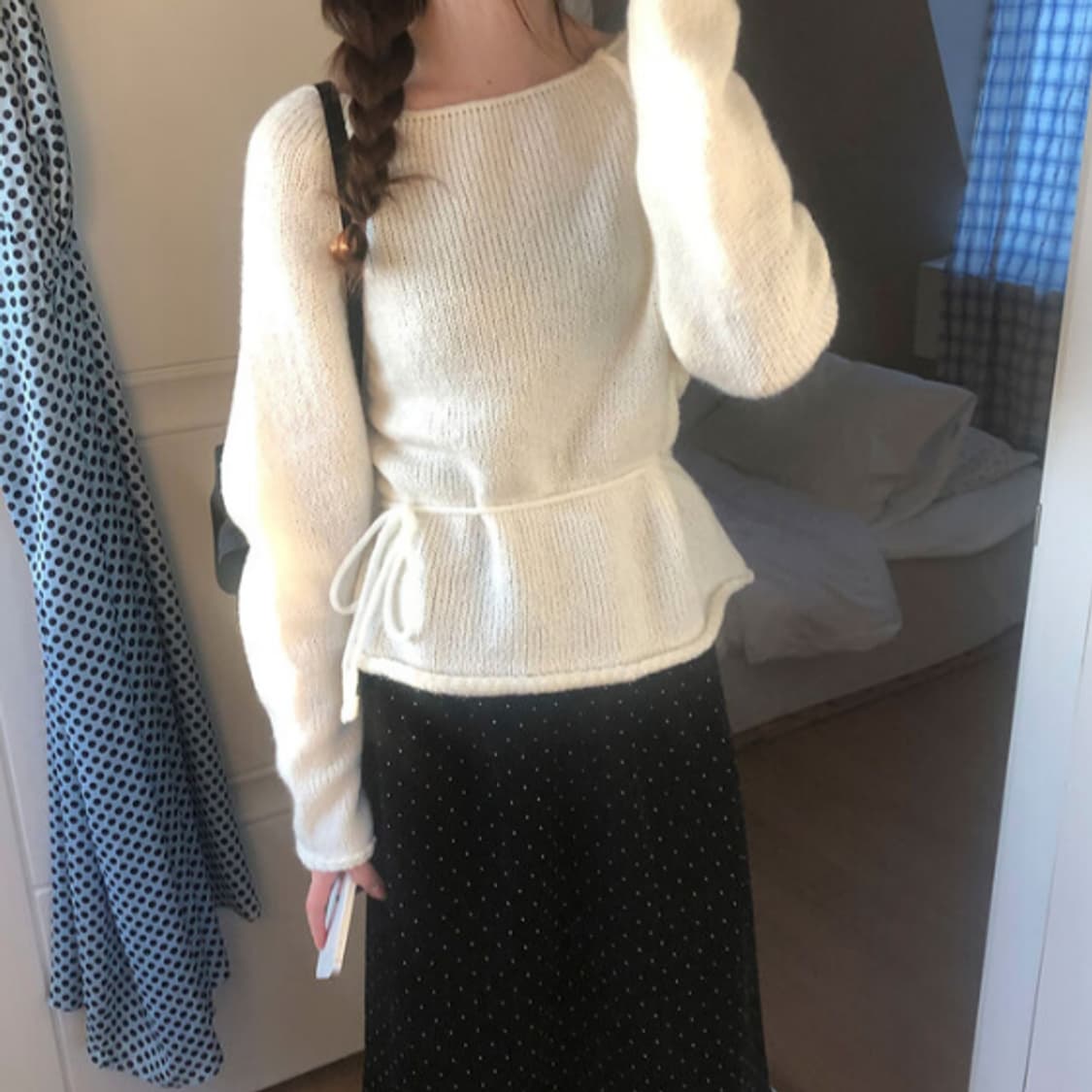 니어웨어 울 보트넥 니트 끈 세트 (아이보리) 새상품 20000 상품이미지1