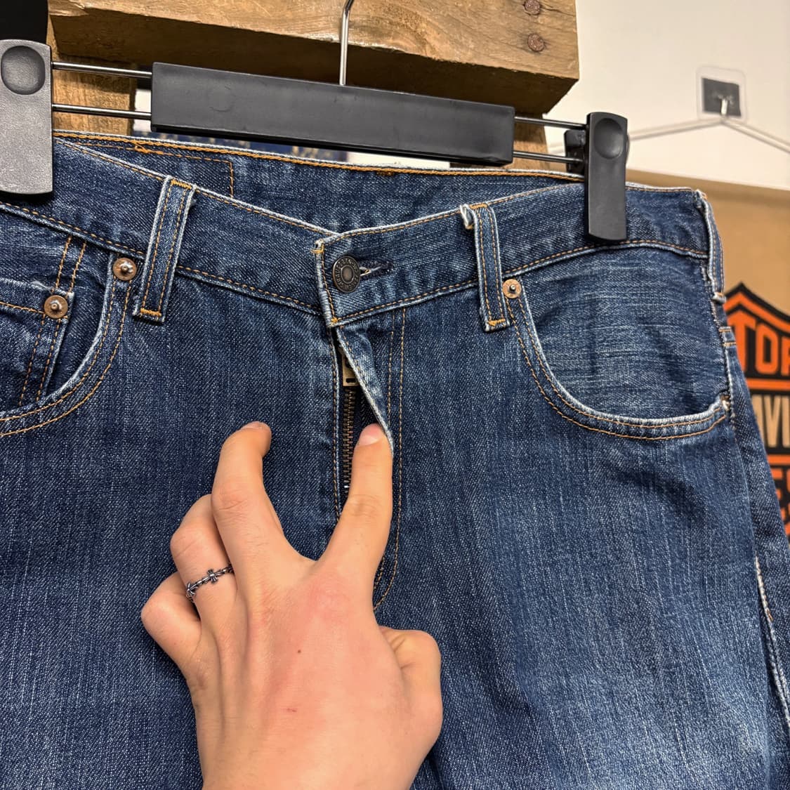 00s 리바이스 517 부츠컷 빈티지워싱 인디고 블루 데님팬츠 N393 상품이미지6