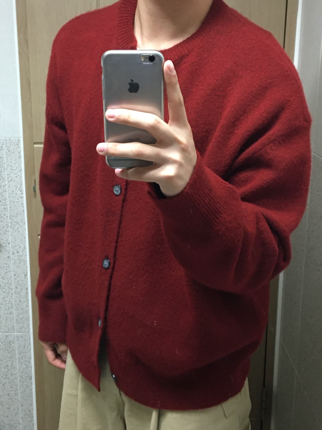[L] 밀로아카이브 크롭 가디건 레드 상품이미지7