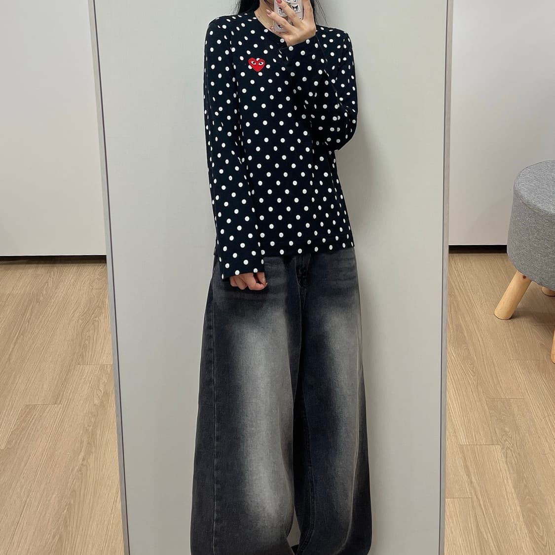 꼼데가르송 플레이 하트와펜 도트 롱 슬리브 상품이미지1