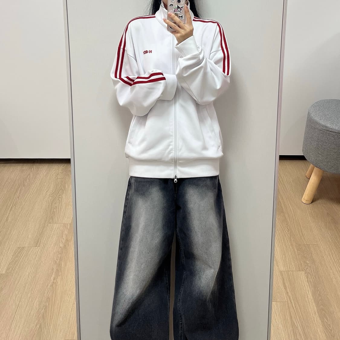 널디 레드 사이드라인 화이트 흰빨 트랙탑 져지 상품이미지1