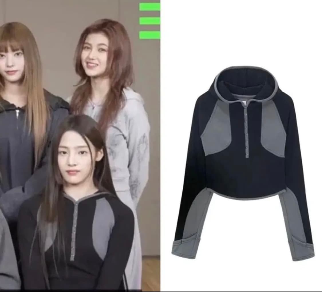 (뉴진스착용)스마트어반유즈풀 후드탑 블랙 상품이미지1