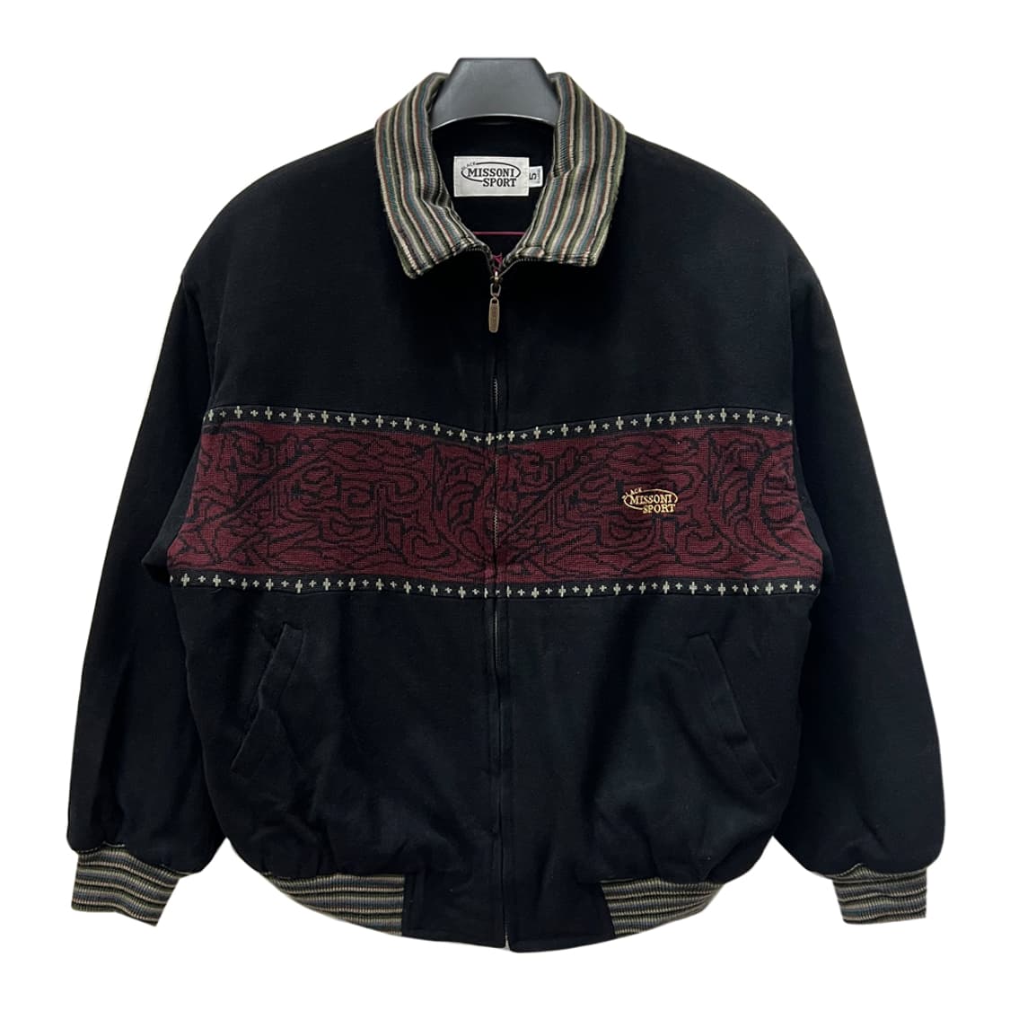 90s 블랙 미쏘니 스포츠 치노상사 숏 울 블루종 자켓 XL 상품이미지1