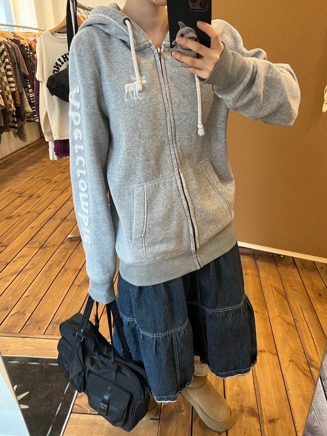 아베크롬비 그레이 로고 후드집업  상품이미지2
