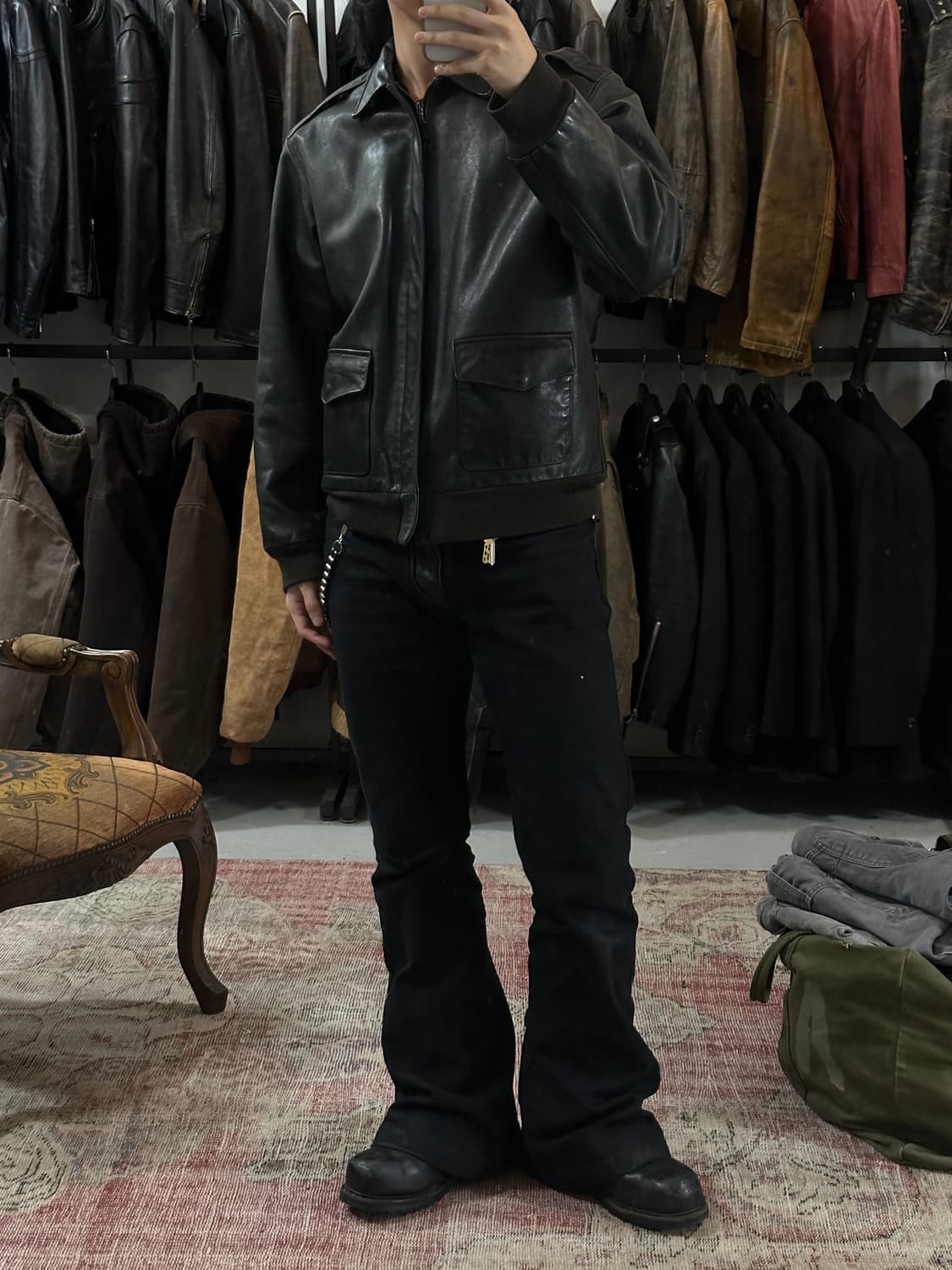 90's 빈티지 폴로 블루라벨 A2 레더 자켓 빈티지 레더 자켓 상품이미지2